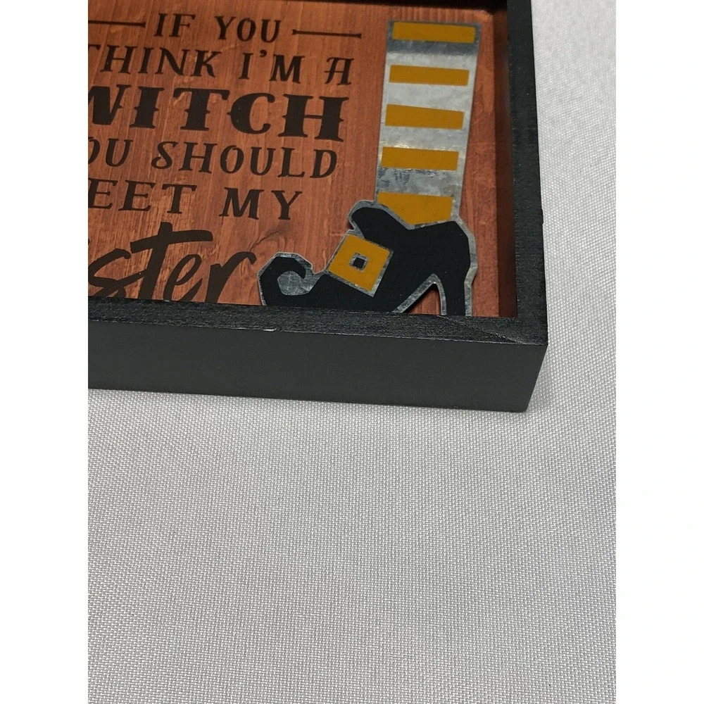 NEW Halloween‎ wall hanging decor im a witch meet my sister